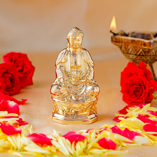 Buy Estele Gold-Polished Lord Gautam Buddha Mediatating Idol statue for Home Décor/Gifts