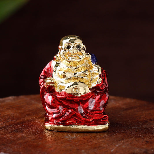 Buy Estele Gold-Polished Laughing Buddha with Red Stone Type:Enamel Idol for Perfect Home and Office/Car Decors