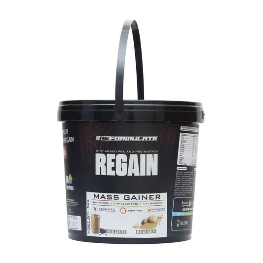 Reformulate Regain I Mass Gainer with Added Pre and Pro Biotics I 364 Energy | 1.5 Creatine - Cold Coffee & Malai Kulfi