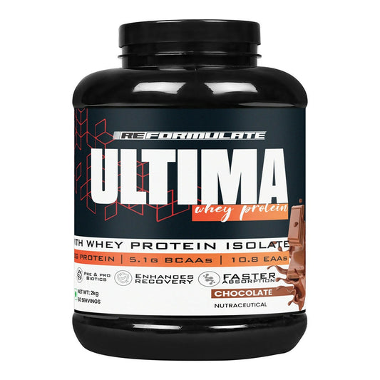 Reformulate Ultima I Whey Protein with Isolate I 23 G Protein I 5.1G BCAA I 10.8 EAA I Pre & Probiotics - Chocolate