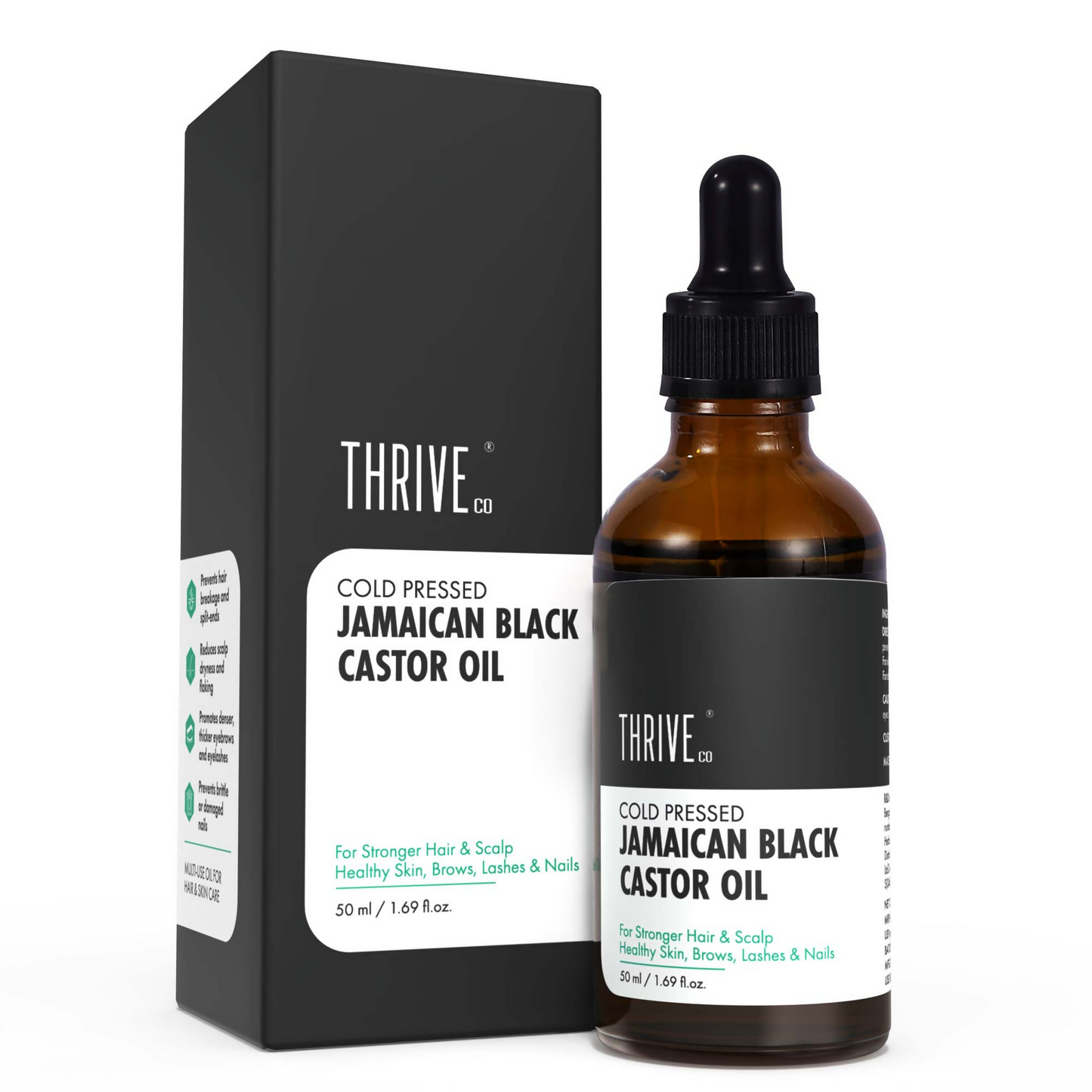 Thriveco Cold-Pressed Jamaican Black Castor Oil For Hair, Skin, Eyebrows, Eyelashes & Nails