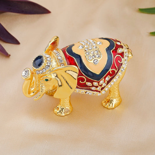 Buy Estele Gold-Polished Multi-Color Enamel Paintwork Elephant Idol/Deity|Showpiece for Pooja Mandir/ Home Decorative