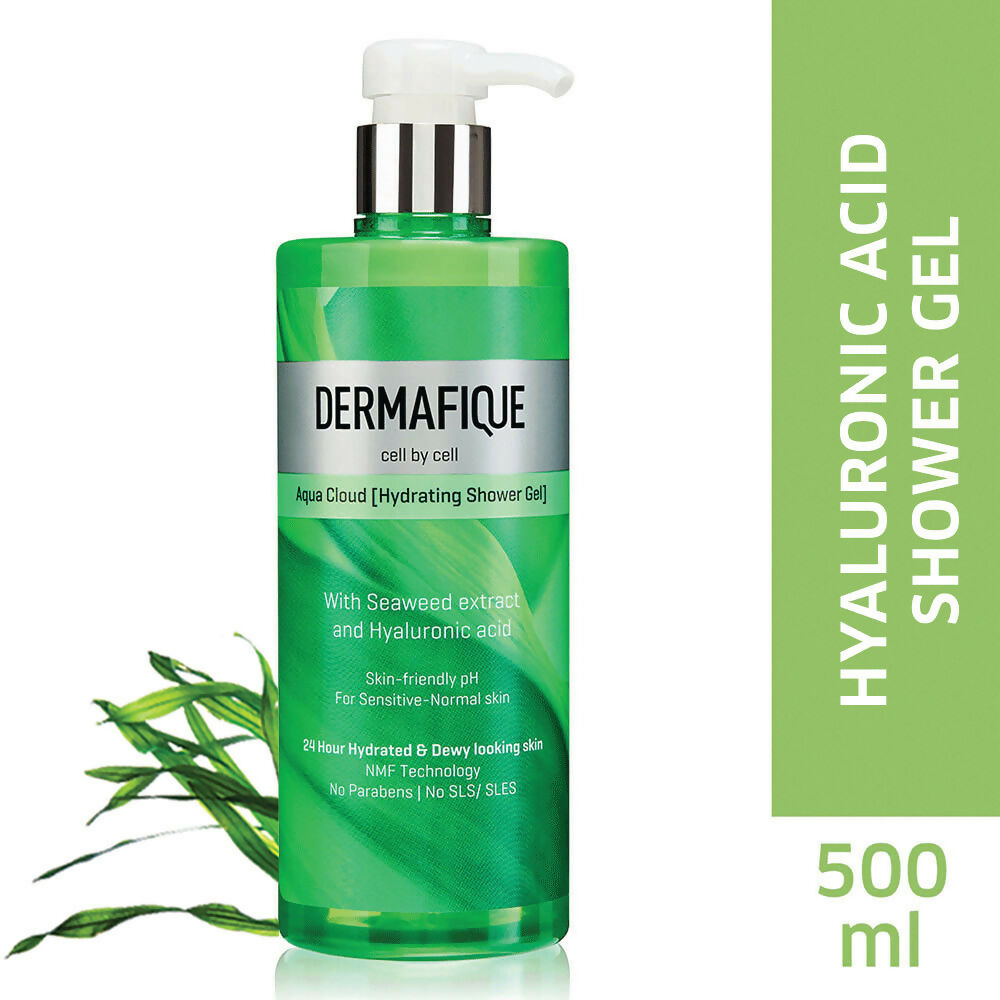 Dermafique Aqua Cloud Hydrating Shower Gel - Hyaluronic Acid, 24 hrs Hydration & Dewy-looking Skin