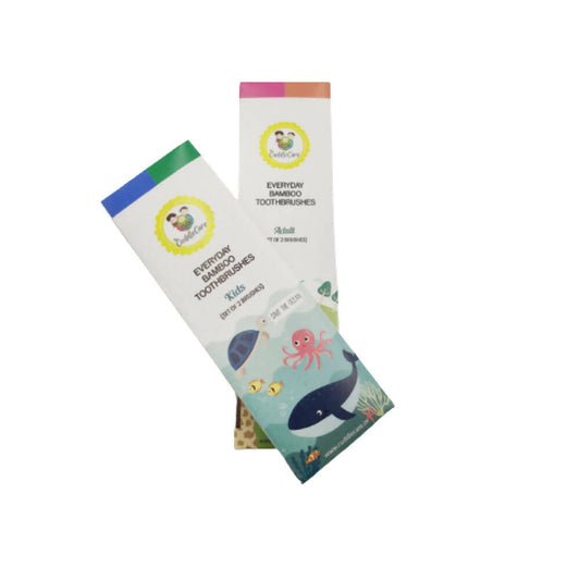 Cuddle Care Bamboo Toothbrushes for Kids & Adults Set of 2 Packs