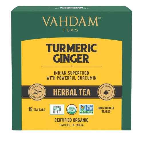 Buy Vahdam Turmeric Ginger Herbal Tea Bags from DrMediCart, Ship from India to USA