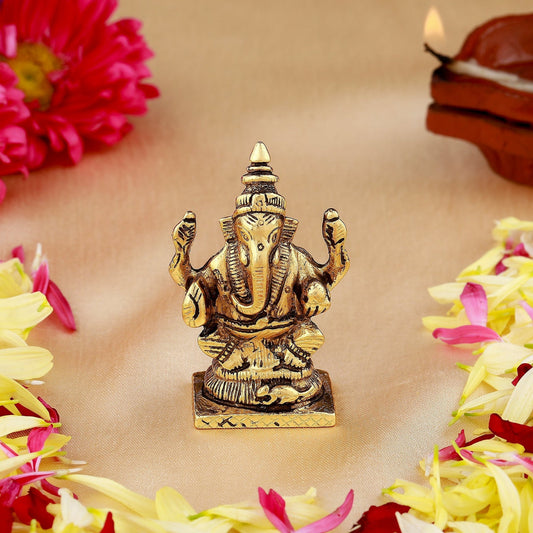 Buy Estele Gold-Polished God of Wisdom Lord Ganesha Idol for Home/Office Decors