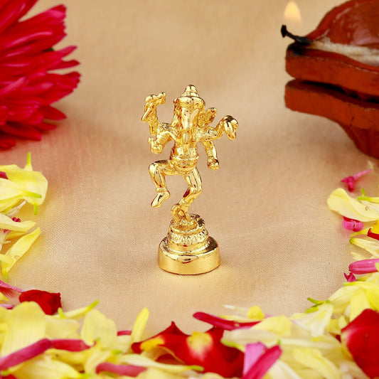 Buy Estele Gold-Polished God of beginnings Lord Ganesha Idol with stand on one leg for Home/Office Decors