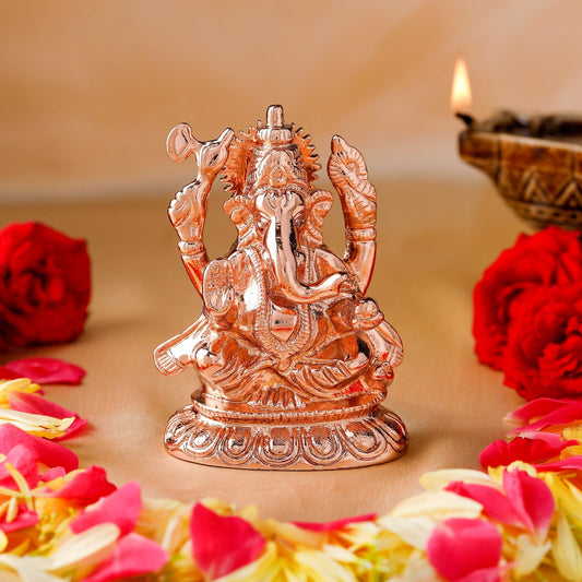 Buy Estele Pink/Rose Gold-Polished Spiritual Ganesha Idol for Poja/Car decor