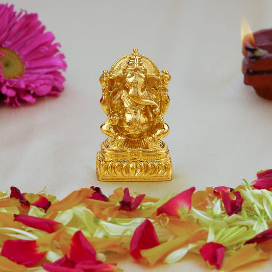 Buy Estele Gold-Polished Spiritual Lord Ganesha Idol for Gifts & HouseWarming/Home/Office Decors