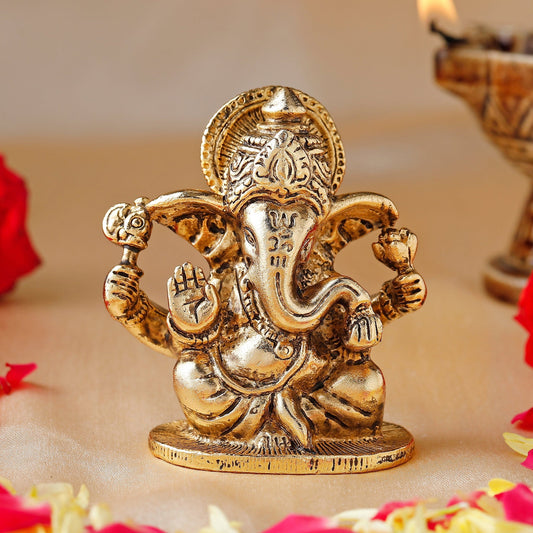 Buy Estele Gold-Polished Spiritual Lord Ganesha Idol for Gifts & HouseWarming/Home/Office Decors