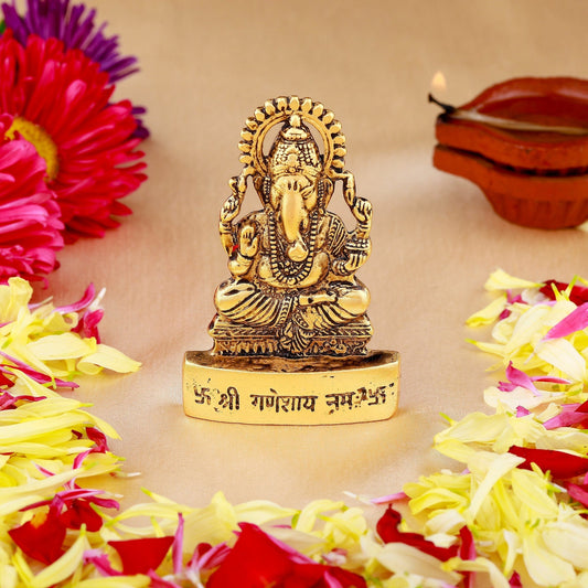 Buy Estele Gold-Polished Spiritual Lord Ganesha Idol for Gifts & HouseWarming/Home/Office Decors
