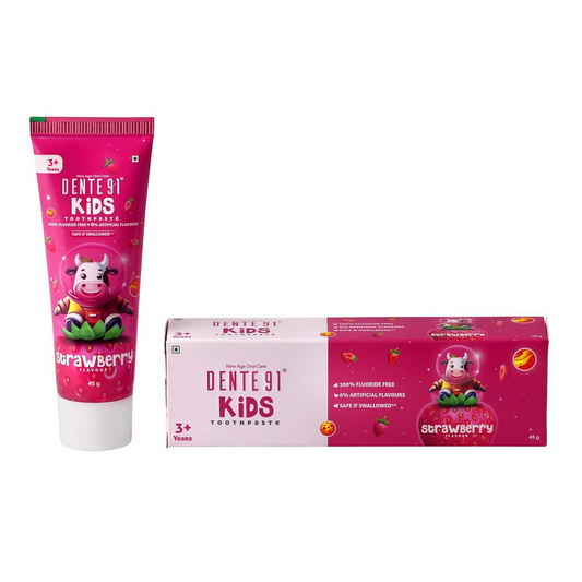 Dente91 Kids Toothpaste Protects Against Dental Caries & Hypersensitivity Fluoride Free Strawberry Flavour