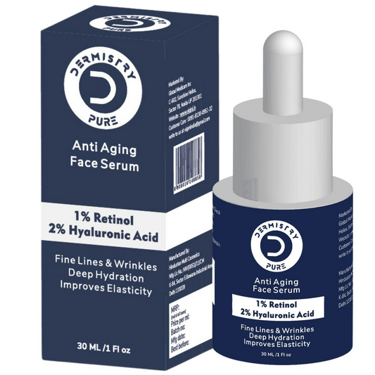 Dermistry 1% Retinol Hyaluronic Anti Aging Night Moisturizer Face Serum For Ageing Lines & Wrinkles