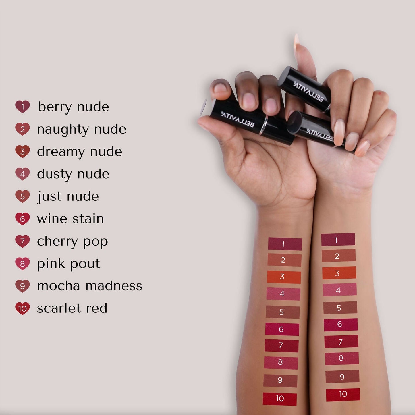 Bella Vita Organic Comfort Matte Bullet Lipstick - Naughty Nude
