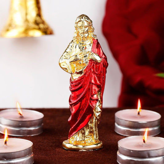 Buy Estele Gold-Polished Almighty Jesus Christ Idol with Pink Color Stone Type:Enamel showpiece for Gifting/Home Decoration