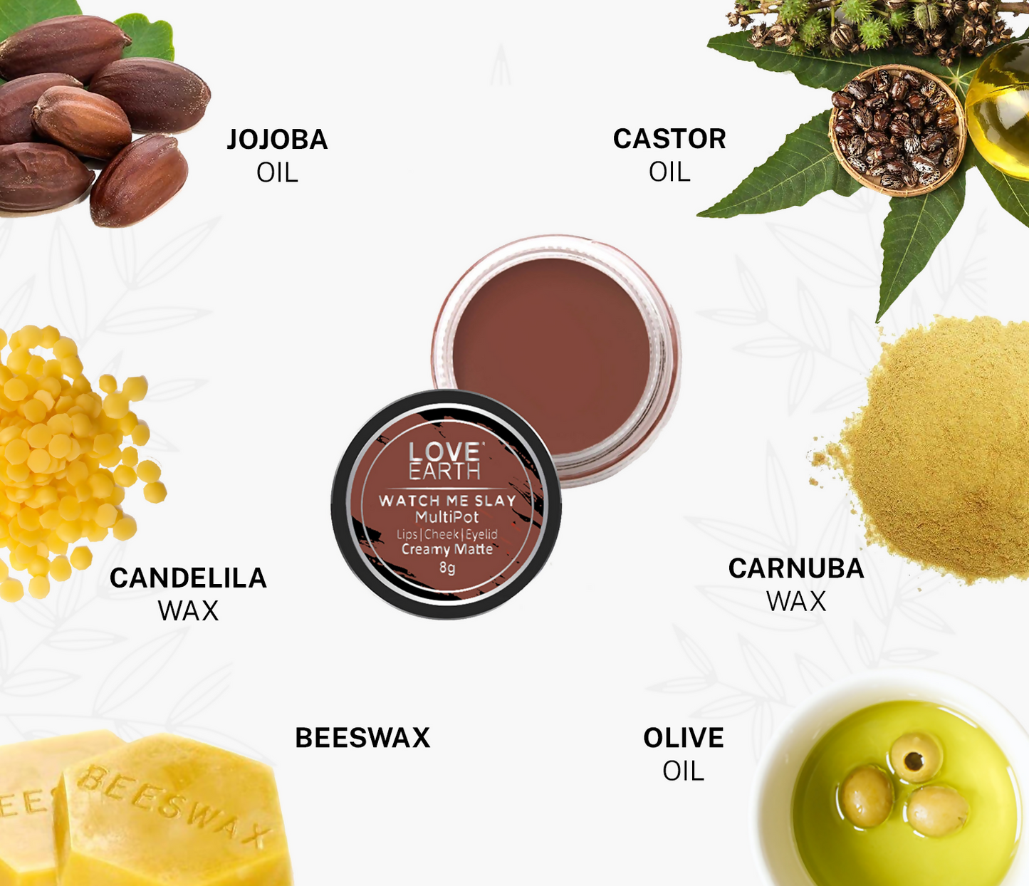 Love Earth Lip Tint & Cheek Tint Multipot Combo Raspberry Pink & Caramel Brown