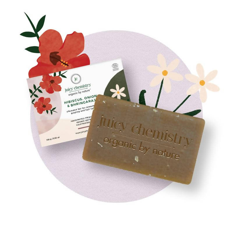 Juicy Chemistry Hibiscus, Onion & Bhringaraj Shampoo bar - DrMediCart