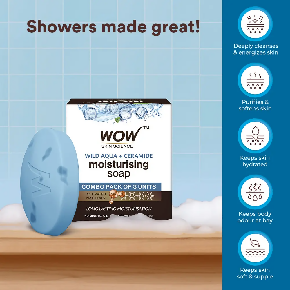 Wow Skin Science Wild Aqua & Ceramide Moisturizing Soap – Cooling, Hydrating & Skin Nourishing for All Skin Types