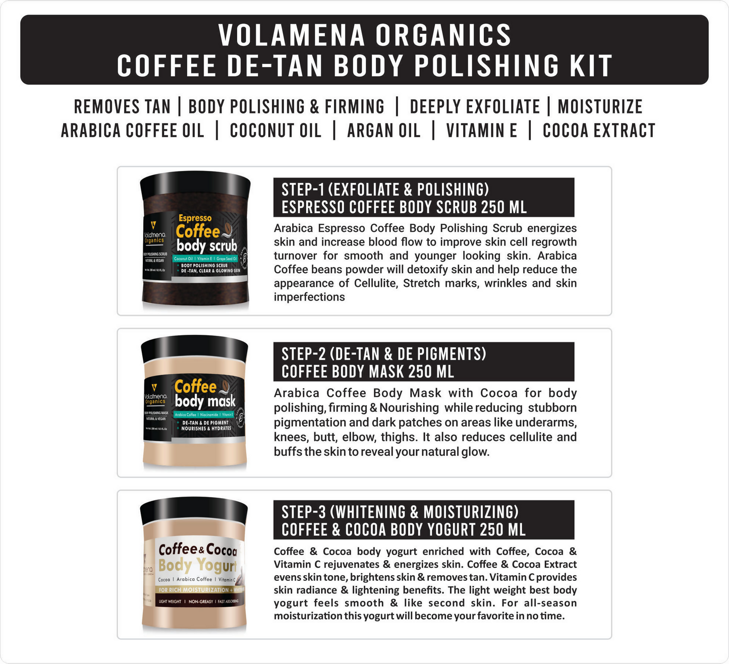 Volamena Organics Coffee De-Tan Body Polishing Kit