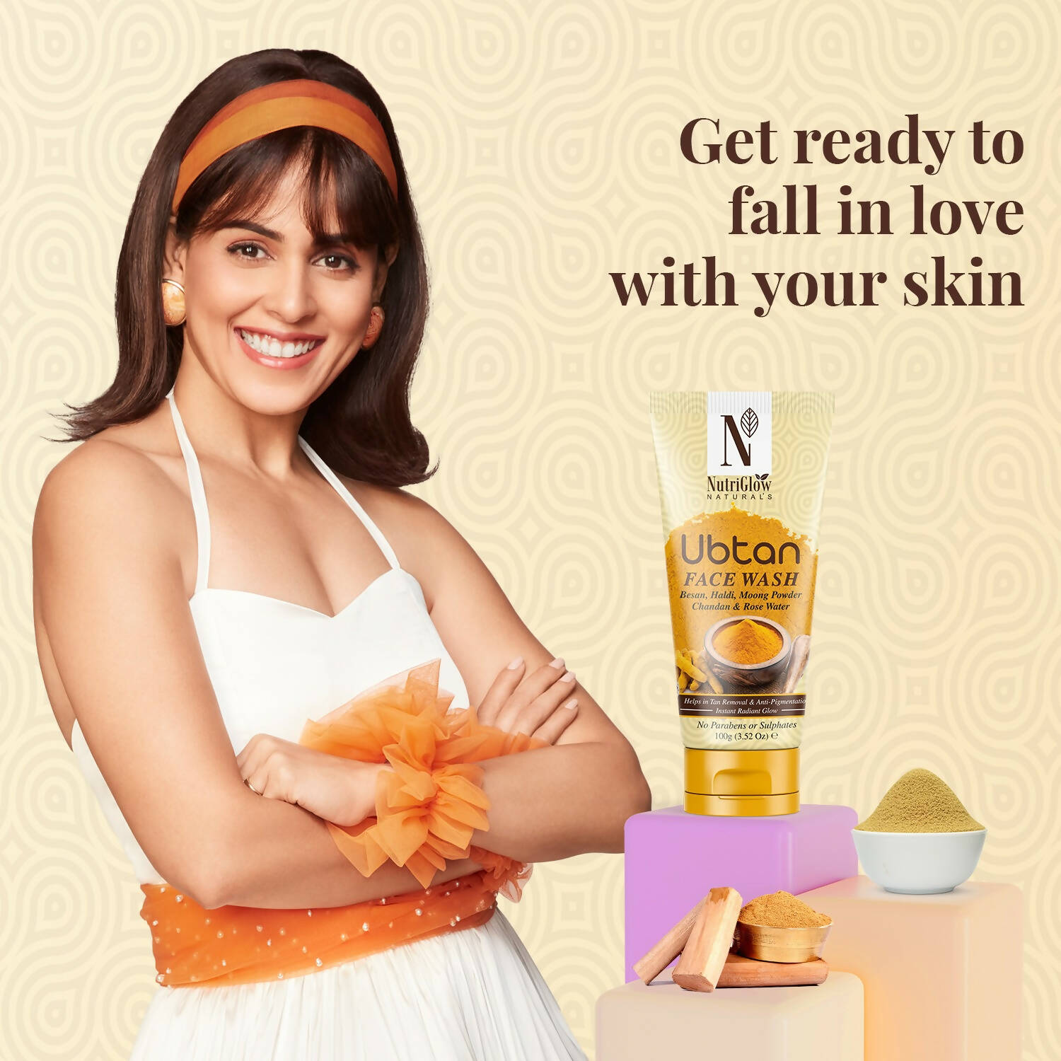 NutriGlow NATURAL'S Ubtan Face & Body Scrub with Besan, Moong Powder