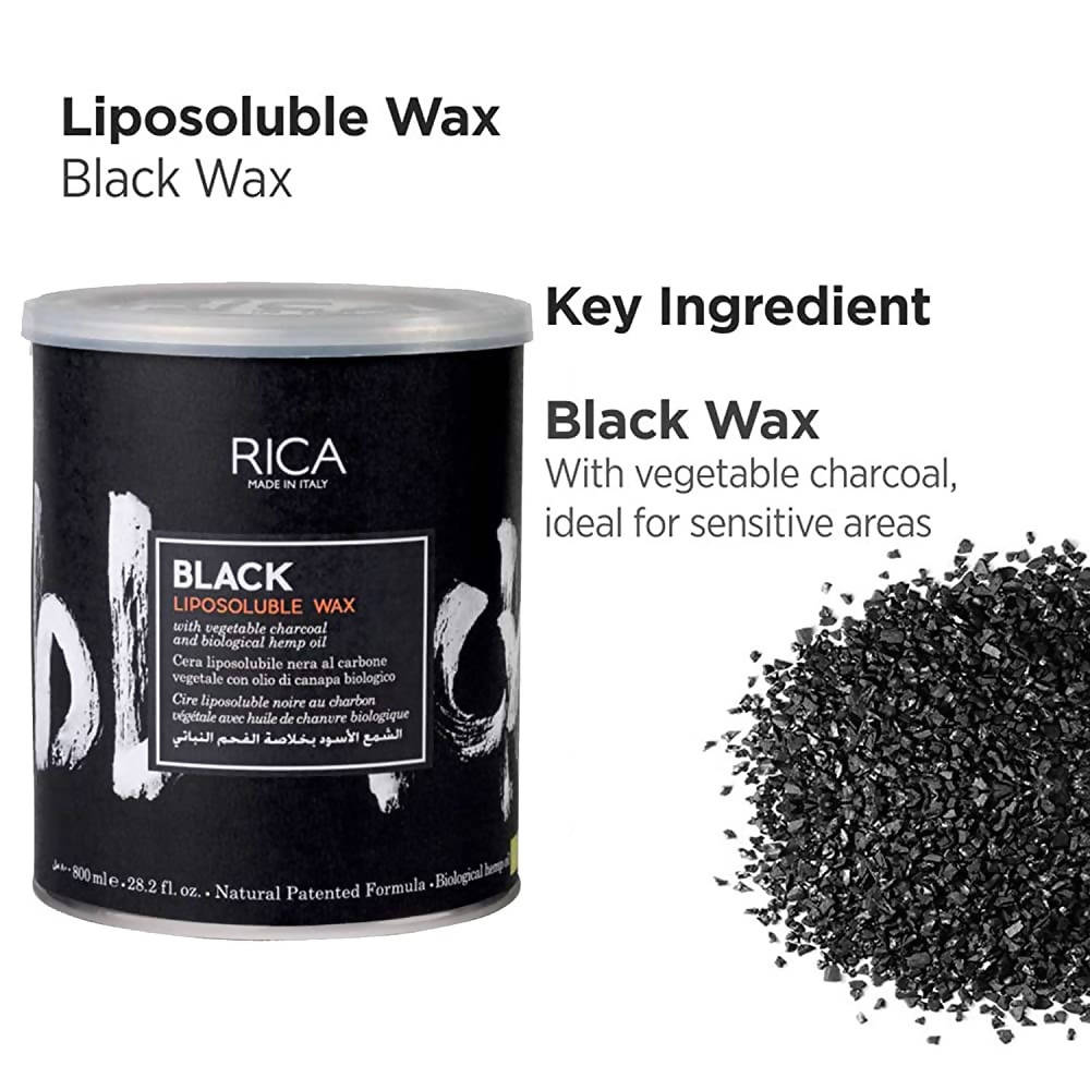 Rica Black Liposoluble Wax With Vegetable Charcoal, For All Skin Types