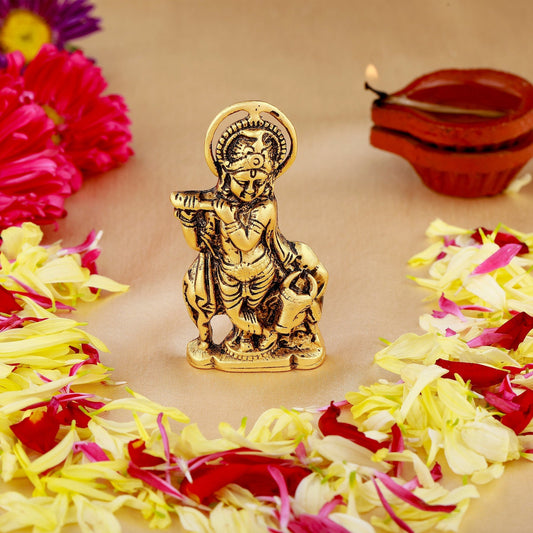 Buy Estele Gold-Polished Spiritual Lord Krishna Idol for Home/Car Decor