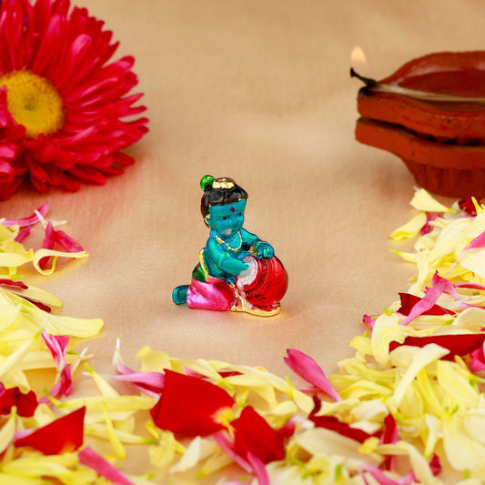 Buy Estele Gold-Polished Divine Lord Krishna Idol for Home/Car Decor