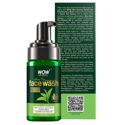 Buy Wow Skin Science Green Tea Foaming Face Wash from DrMediCart, Ship from India to USA