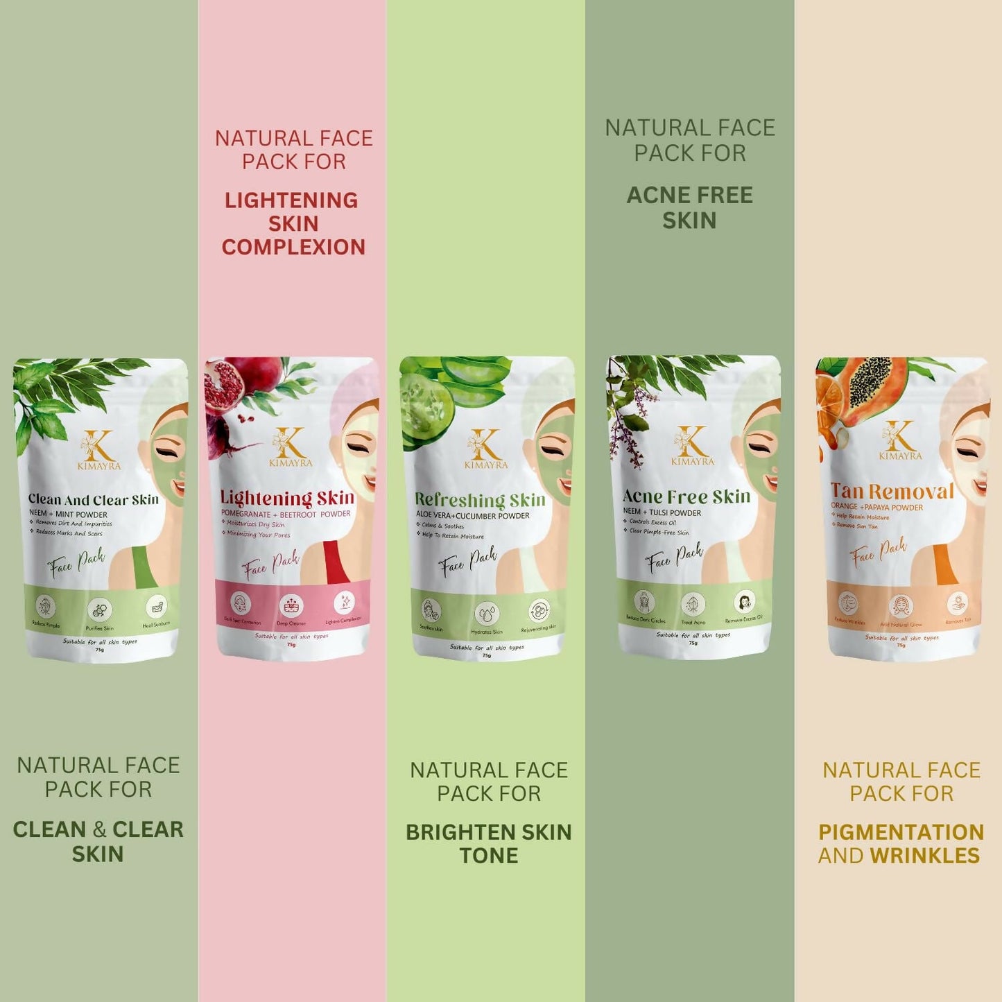 Kimayra Tanning Face Pack Combo Powder for Natural Brightening Skin