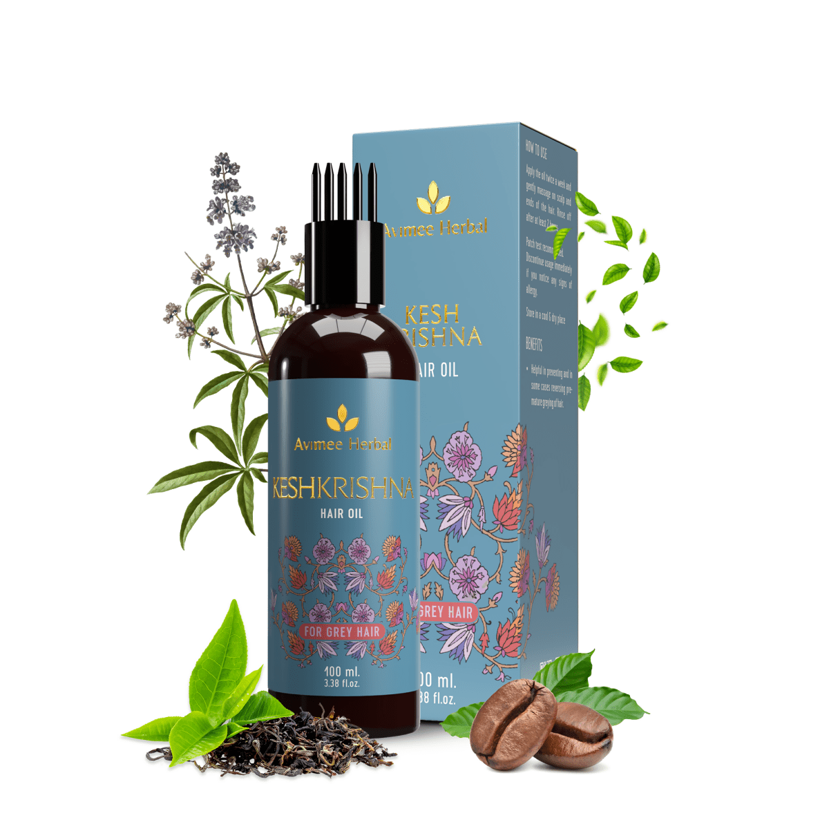 Avimee Herbal Anti Grey Kit With Shakuntala Hair Cleanser, Fights Grey Hair, With Amla, Curry Leaf and Henna Oil