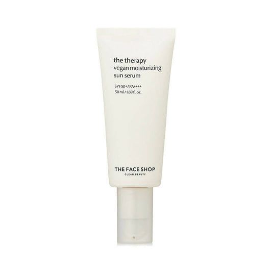 The Face Shop The Therapy Vegan Moisturizing Sun Serum SPF 50+ - Korean Skincare