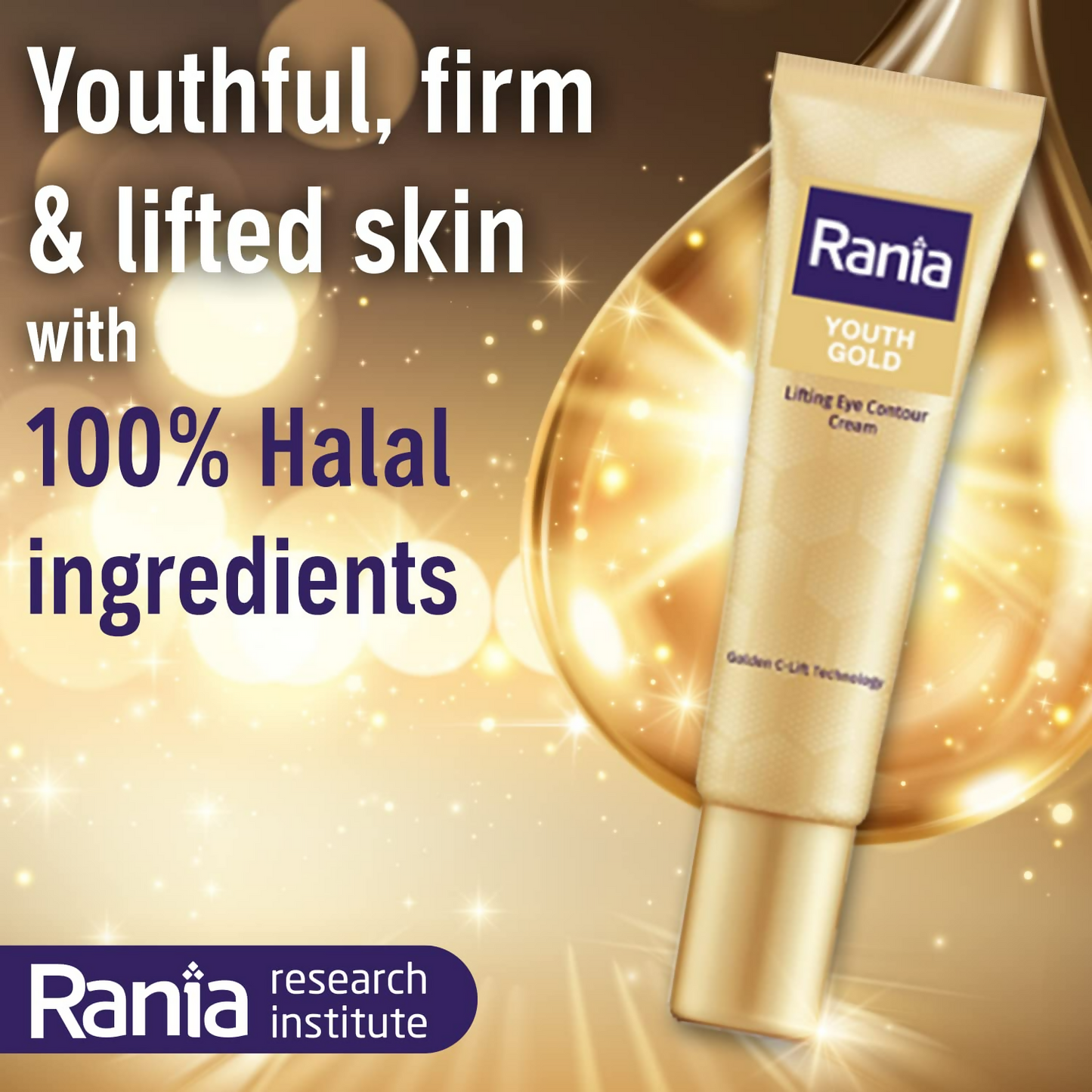 Rania 24K Gold Eye Cream Reduces Dark Circles Puffiness & Fine Lines