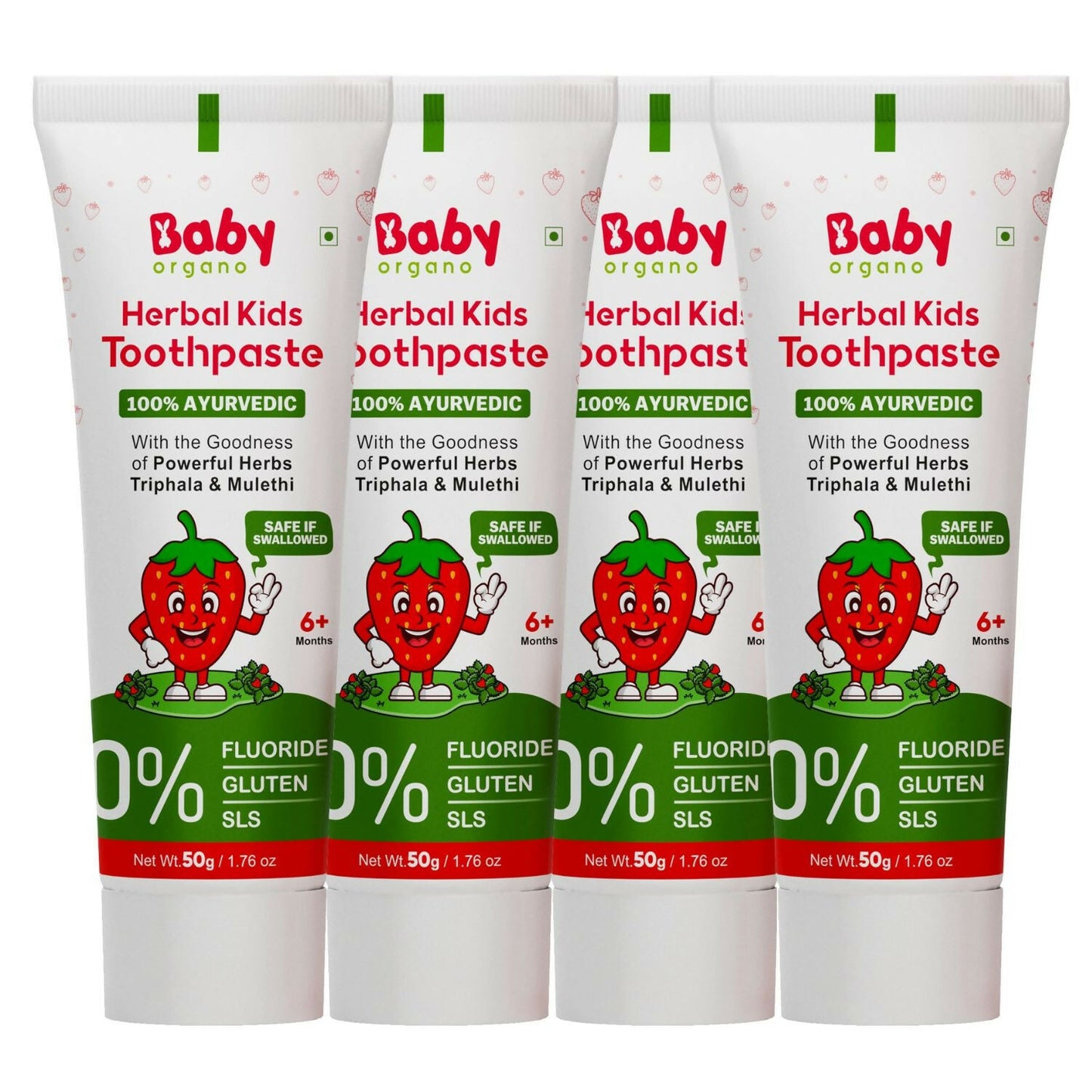 Babyorgano 100% Ayurvedic Herbal Kids Toothpaste - Strawberry Flavor