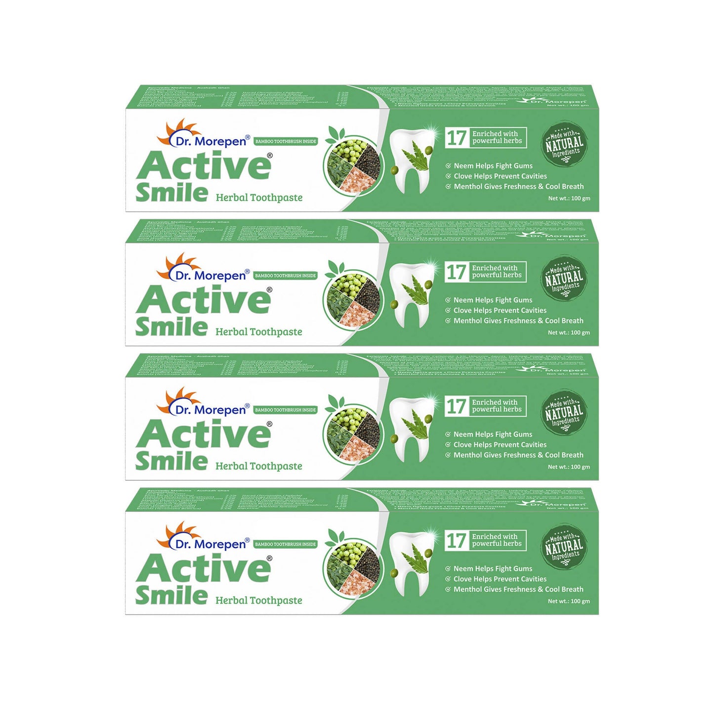Dr. Morepen Active Smile Herbal Toothpaste with Neem, Clove & Menthol