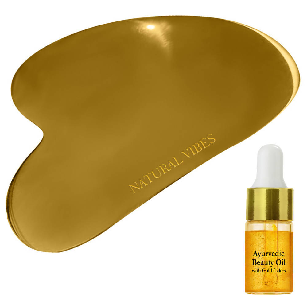 Natural Vibes Kwansha Face Massager with Free Gold Beauty Elixir Oil
