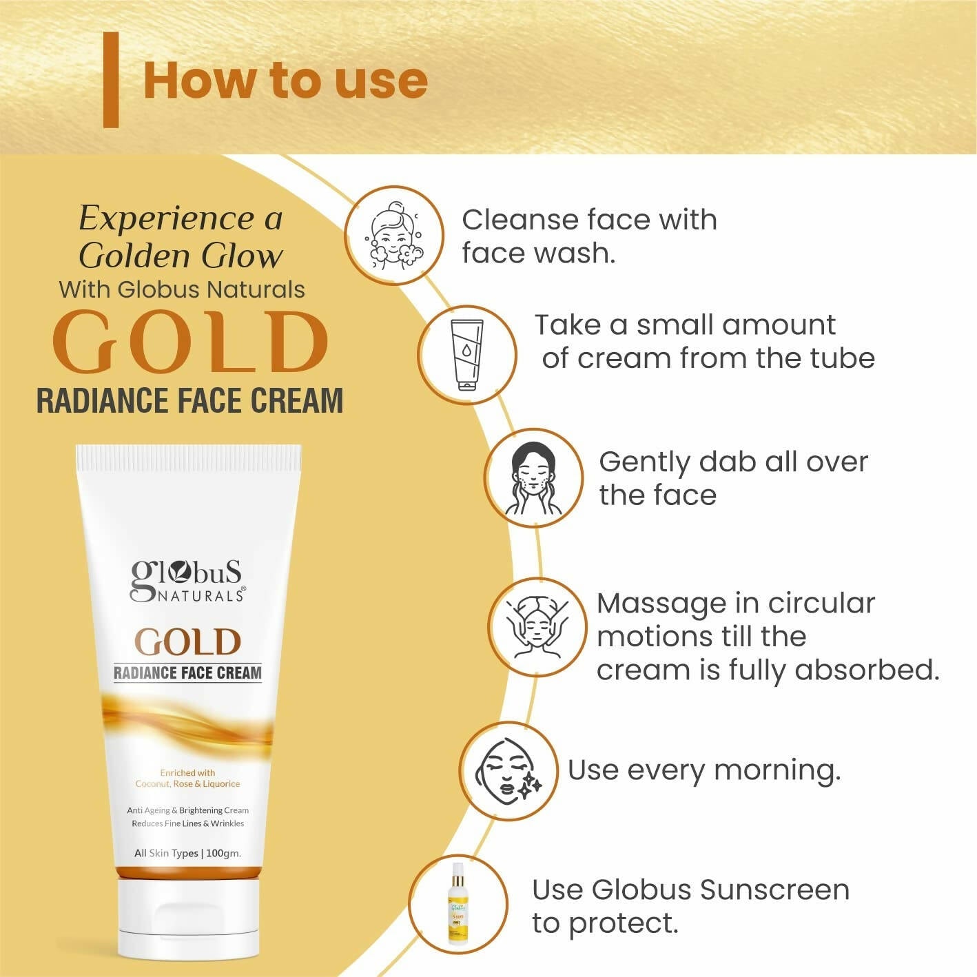 Globus Naturals Gold Radiance Anti Ageing & Brightening Face Cream