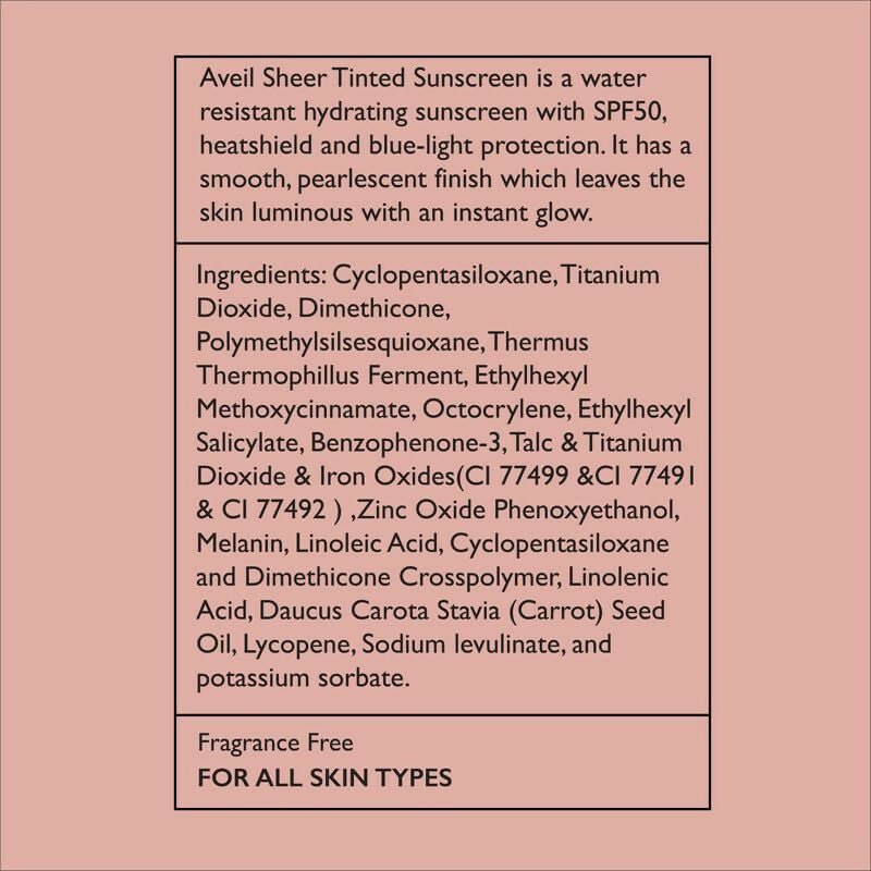 Aveil Sheer Tinted Sunscreen SPF 50 PA +++