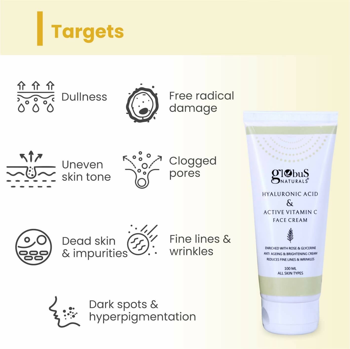 Globus Naturals Hyaluronic Acid & Vitamin C Anti Ageing Face Cream