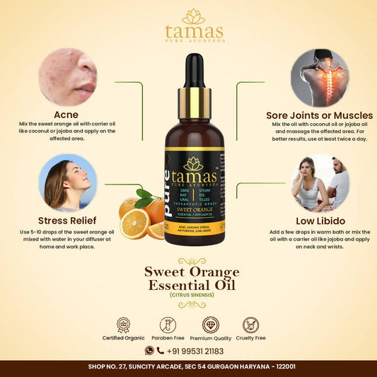 Buy Tamas Pure Ayurveda 100% Natural Sweet Orange Essential Oil from DrMediCart, Ship from India to USA