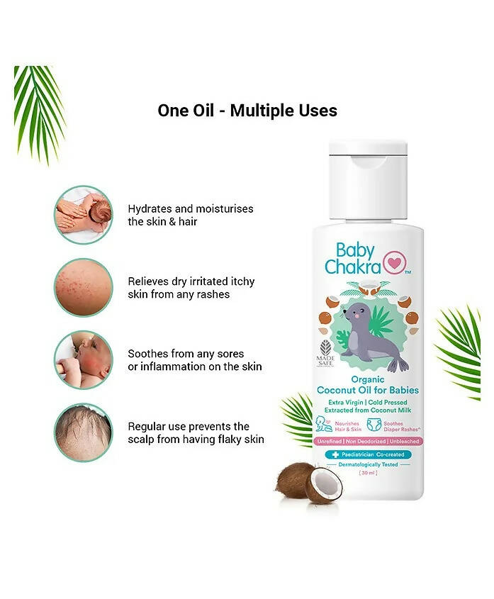 BabyChakra Wash, Shampoo, Massage Oil Hair Oil & Coconut Oil for Babies Combo