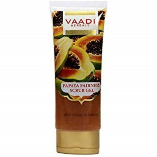 Buy Vaadi Herbals Papaya Fairness Scrub Gel with Honey and Saffron from DrMediCart, Ship from India to USA