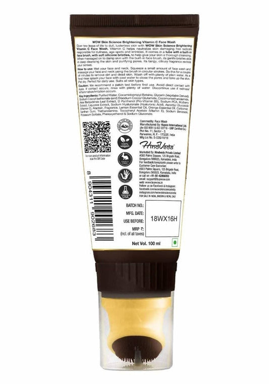 Buy Wow Skin Science Brightening Vitamin C Foaming Face Wash Gel with Built-In Face Brush For Deep Cleansing from DrMediCart, Ship from India to USA