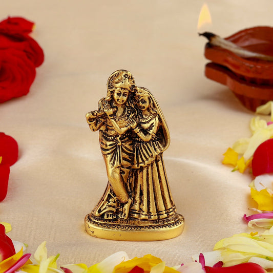 Buy Estele Gold-Polished Devotional Shree Radha Krishna Idol for Home/Car Decor
