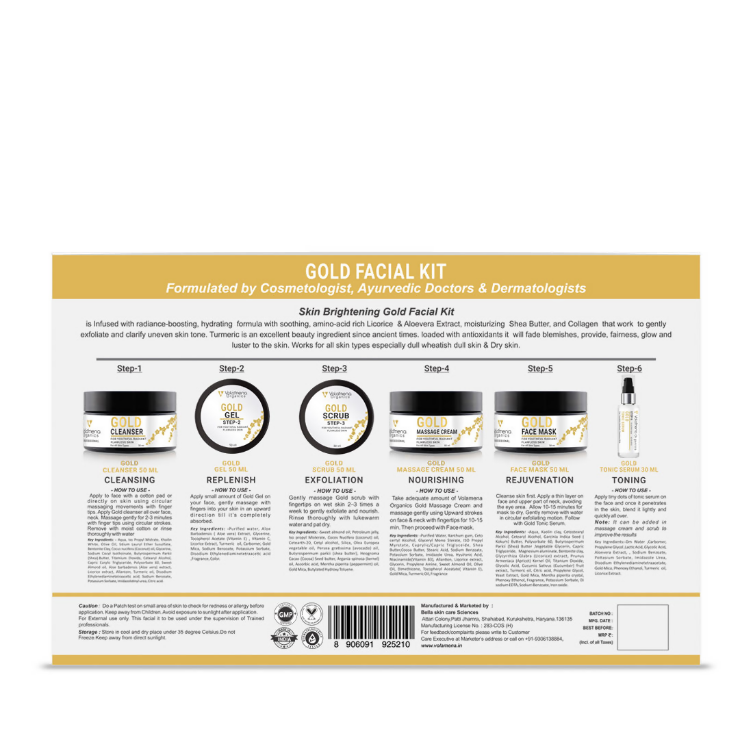 Volamena Skin Brightening Gold Facial Kit