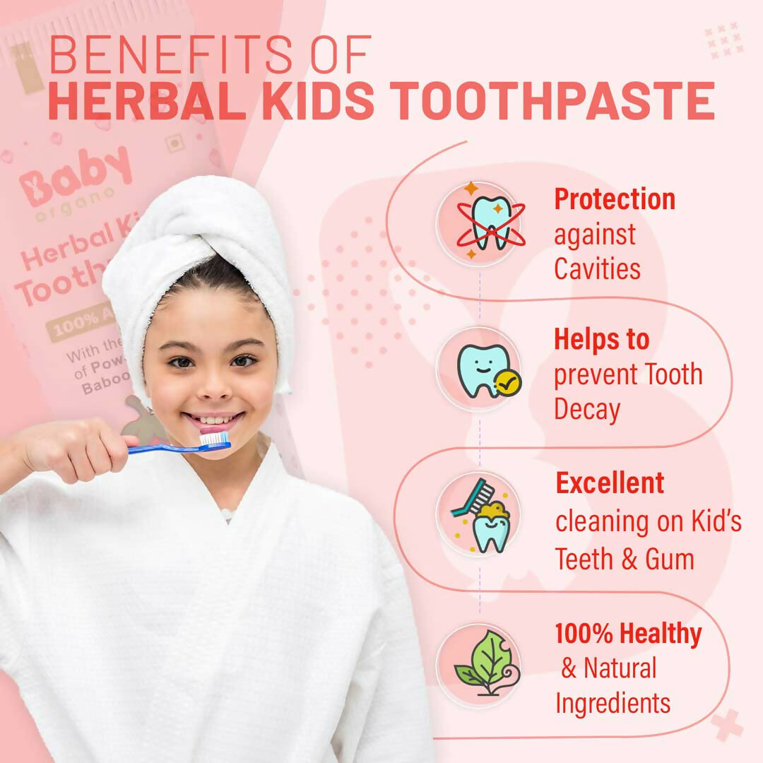 Babyorgano 100% Ayurvedic Herbal Kids Toothpaste - Strawberry Flavor