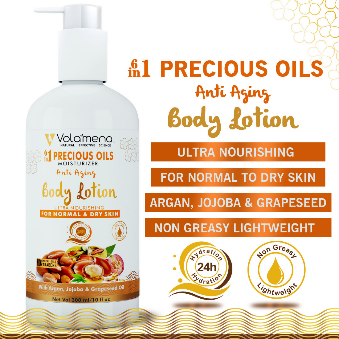 Volamena 6 In 1 Precious Oils Moisturizer Anti Aging Body Lotion