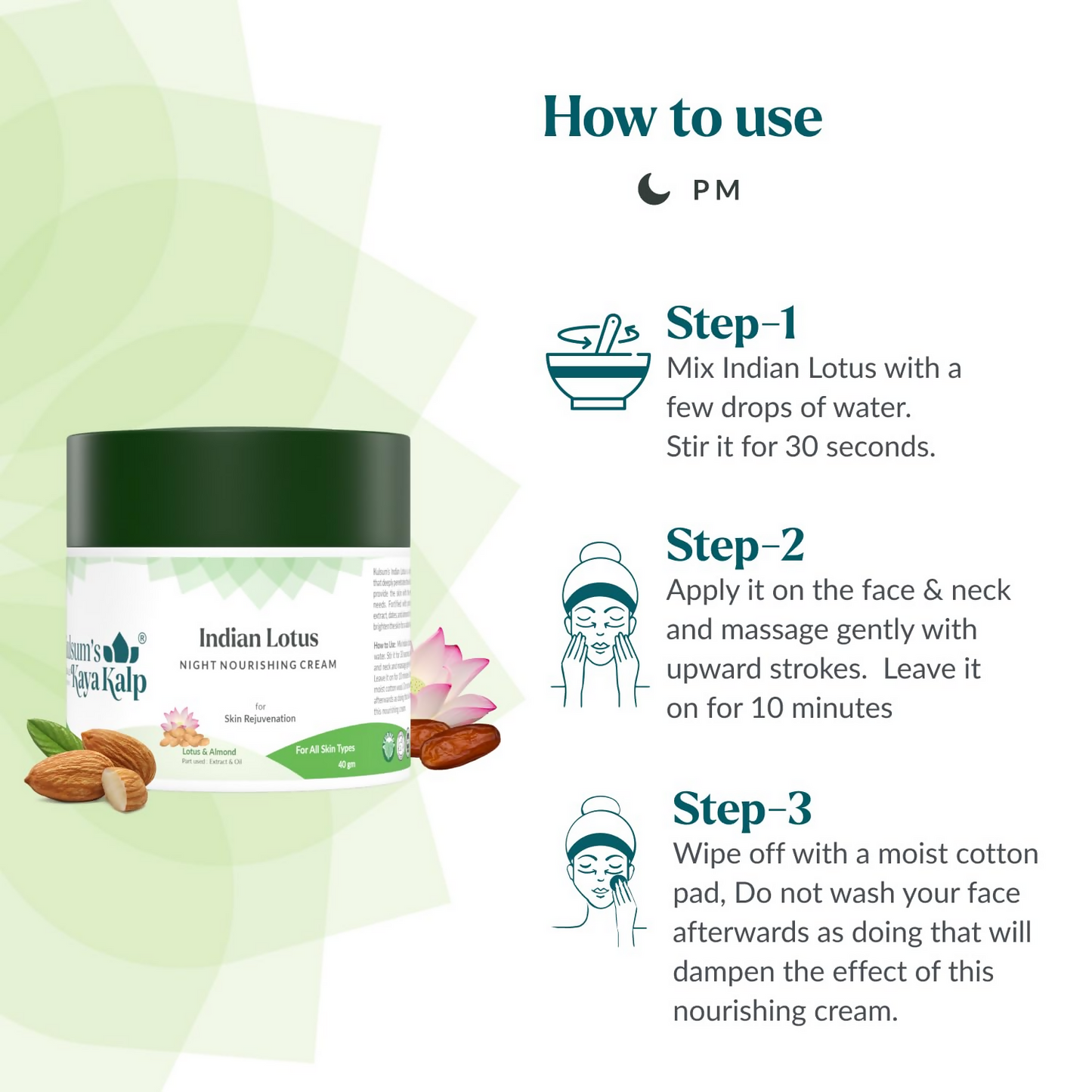 Kulsum's Kaya Kalp Indian Lotus Night Nourishing Cream For Skin Rejuvenation