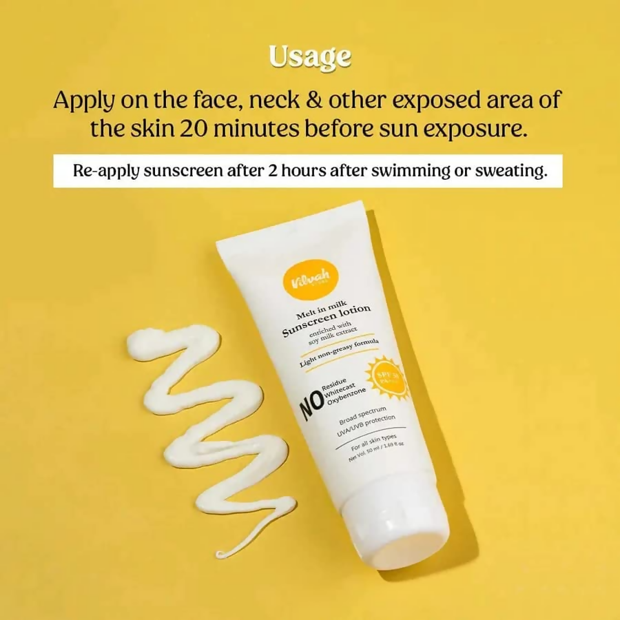 Vilvah Store Melt In Milk Sunscreen SPF 50 Pa+++ With Soy Milk Extract
