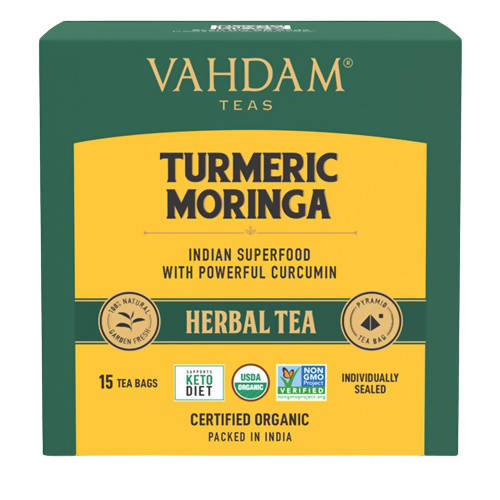 Buy Vahdam Turmeric Moringa Herbal Tea Bags from DrMediCart, Ship from India to USA