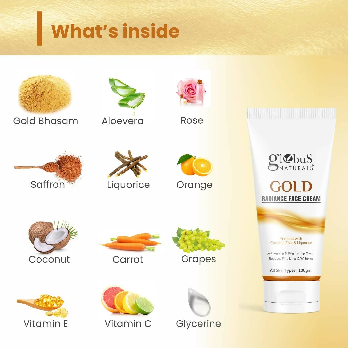 Globus Naturals Gold Radiance Anti Ageing & Brightening Face Cream